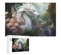 Rompecabezas Difícil para Adultos 1000 PCS Enchanted White Dragon Amidst Blossoms Rompecabezas De Juguete Decoración De Pared Arte De Pared Regalo De Cumpleaños, Regalos, 1000 PCS