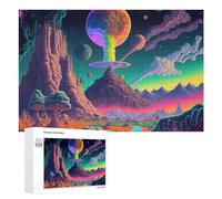 Rompecabezas Difícil para Adultos 1000 PCS Fantasy Alien Landscape with Rainbow Planet -1 Rompecabezas Familiar Juego Regalo De Cumpleaños Gran Regalo para Jugar 1000 PCS