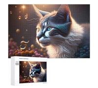 Rompecabezas Difícil para Adultos 1000 PCS Fantasy Cat with Glittering Eyes Rompecabezas Familiar Juego Regalo De Cumpleaños Gran Regalo para Jugar 1000 PCS