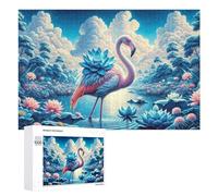 Rompecabezas Difícil para Adultos 1000 PCS Fantasy Flamingo in Lotus Pond Rompecabezas Familiar Juego Regalo De Cumpleaños Gran Regalo para Jugar 1000 PCS