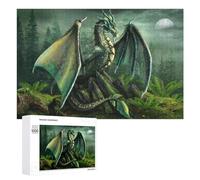 Rompecabezas Difícil para Adultos 1000 PCS Green Dragon in The Misty Forest Rompecabezas De Juguete Decoración De Pared Arte De Pared Regalo De Cumpleaños, Regalos, 1000 PCS