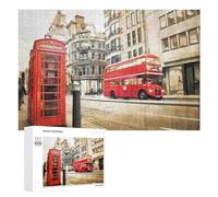 Rompecabezas Difícil para Adultos 1000 PCS London's Classic Red Bus and Phone Booth Rompecabezas Familiar Juego Regalo De Cumpleaños Gran Regalo para Jugar 1000 PCS