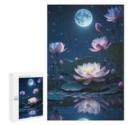 Rompecabezas Difícil para Adultos 1000 PCS Lotus Pond Moonlit Night Rompecabezas para Adultos Juguete Decoración De Pared Carrera De Velocidad Manual Desafío Educativo 1000 PCS