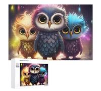 Rompecabezas Difícil para Adultos 1000 PCS Magical Owl Trio in Fantasy Forest Rompecabezas para Adultos Juguete Decoración De Pared Carrera De Velocidad Manual Desafío Educativo 1000 PCS
