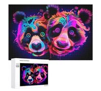 Rompecabezas Difícil para Adultos 1000 PCS Neon Panda Duo Vibrant Artwork Rompecabezas De Juguete Decoración De Pared Arte De Pared Regalo De Cumpleaños, Regalos, 1000 PCS