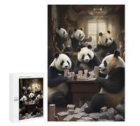 Rompecabezas Difícil para Adultos 1000 PCS Pandas Playing Cards in Vintage Room Rompecabezas De Juguete Decoración De Pared Arte De Pared Regalo De Cumpleaños, Regalos, 1000 PCS