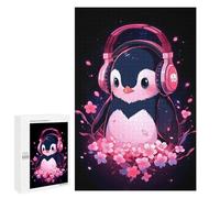Rompecabezas Difícil para Adultos 1000 PCS Penguin Pink Headphones Rompecabezas para Adultos Juegos De Relajación Desafío Difícil Desafiante De Completar 1000 PCS