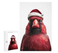 Rompecabezas Difícil para Adultos 1000 PCS Red Cardinal Bird Wearing Santa Hat Rompecabezas para Adultos Juegos De Relajación Desafío Difícil Desafiante De Completar 1000 PCS