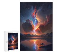 Rompecabezas Difícil para Adultos 1000 PCS Red Sunset Over The Lake Rompecabezas para Adultos Juegos De Relajación Desafío Difícil Desafiante De Completar 1000 PCS