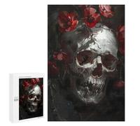 Rompecabezas Difícil para Adultos 1000 PCS Skull Red Flowers Rompecabezas para Adultos Juegos De Relajación Desafío Difícil Desafiante De Completar 1000 PCS