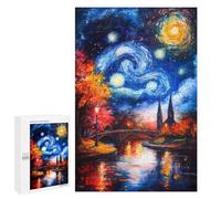 Rompecabezas Difícil para Adultos 1000 PCS Starry Night Over Cityscape Rompecabezas para Adultos Juegos De Relajación Desafío Difícil Desafiante De Completar 1000 PCS
