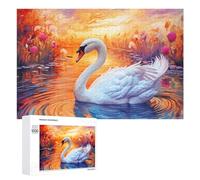 Rompecabezas Difícil para Adultos 1000 PCS Swan Serenity A Vibrant Sunset Scene Rompecabezas De Juguete Decoración De Pared Arte De Pared Regalo De Cumpleaños, Regalos, 1000 PCS