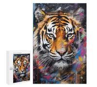 Rompecabezas Difícil para Adultos 1000 PCS Tiger Walking in Paint Rompecabezas para Adultos Juegos De Relajación Desafío Difícil Desafiante De Completar 1000 PCS