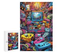 Rompecabezas Difícil para Adultos 1000 PCS Vibrant Retro Gaming Collage -5 Rompecabezas para Adultos Juguete Decoración De Pared Carrera De Velocidad Manual Desafío Educativo 1000 PCS