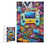 Rompecabezas Difícil para Adultos 1000 PCS Vibrant Retro Gaming Collage Rompecabezas para Adultos Juguete Decoración De Pared Carrera De Velocidad Manual Desafío Educativo 1000 PCS