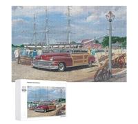 Rompecabezas Difícil para Adultos 1000 PCS Vintage Car by The Dockside Rompecabezas De Juguete Decoración De Pared Arte De Pared Regalo De Cumpleaños, Regalos, 1000 PCS