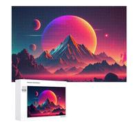 Rompecabezas Difícil para Adultos 1000 PCS Vivid Alien Landscape with Mountains and Planets -1 Rompecabezas De Juguete Decoración De Pared Arte De Pared Regalo De Cumpleaños, Regalos, 1000 PCS