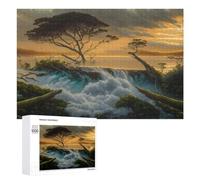 Rompecabezas Difícil para Adultos 1000 PCS Waterfall at Sunset Nature's Serenity Rompecabezas Familiar Juego Regalo De Cumpleaños Gran Regalo para Jugar 1000 PCS
