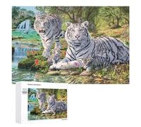 Rompecabezas Difícil para Adultos 1000 PCS White Tiger Family in Nature Rompecabezas para Adultos Juguete Decoración De Pared Carrera De Velocidad Manual Desafío Educativo 1000 PCS
