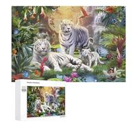 Rompecabezas Difícil para Adultos 1000 PCS White Tigers in Lush Jungle Paradise Rompecabezas De Juguete Decoración De Pared Arte De Pared Regalo De Cumpleaños, Regalos, 1000 PCS
