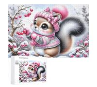 Rompecabezas Difícil para Adultos 1000 PCS Winter Squirrel in Pink Hat Rompecabezas Familiar Juego Regalo De Cumpleaños Gran Regalo para Jugar 1000 PCS