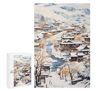 Rompecabezas Difícil para Adultos 1000 PCS Winter Village Scene Rompecabezas para Adultos Juguete Decoración De Pared Carrera De Velocidad Manual Desafío Educativo 1000 PCS