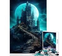Rompecabezas difícil para adultos 1000 piezas castillo iluminado por la luna decoración del hogar juguetes regalos para mujeres y hombres juegos de relajación desafiantes para completar tamaño 38x52cm