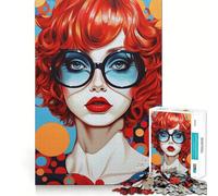 Rompecabezas difícil para Adultos, 1000 Piezas, Estilo Retro, con Retrato de Chica con Gafas Juguete de lógica Fina, Divertido y con Bordes limpios Regalo Original (38x52cm)