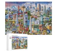 Rompecabezas Difícil para Adultos 300 PCS American Iconic Landmarks Puzzle Rompecabezas De Juguete Decoración De Pared Arte De Pared Regalo De Cumpleaños, Regalos, 300 PCS