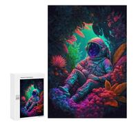 Rompecabezas Difícil para Adultos 300 PCS Astronaut in Alien Garden Rompecabezas para Adultos Juguete Decoración De Pared Carrera De Velocidad Manual Desafío Educativo 300 PCS
