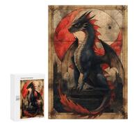 Rompecabezas Difícil para Adultos 300 PCS Black and Red Dragon Rompecabezas para Adultos Juegos De Relajación Desafío Difícil Desafiante De Completar 300 PCS
