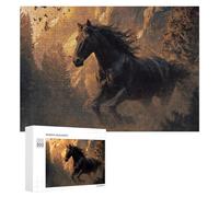 Rompecabezas Difícil para Adultos 300 PCS Black Horse Running Wild Rompecabezas para Adultos Juguete Decoración De Pared Carrera De Velocidad Manual Desafío Educativo 300 PCS
