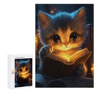 Rompecabezas Difícil para Adultos 300 PCS Cat Reading by Candlelight Rompecabezas para Adultos Juegos De Relajación Desafío Difícil Desafiante De Completar 300 PCS