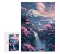 Rompecabezas Difícil para Adultos 300 PCS Cherry Blossom Japan Fuji Rompecabezas para Adultos Juegos De Relajación Desafío Difícil Desafiante De Completar 300 PCS