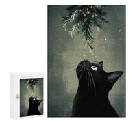 Rompecabezas Difícil para Adultos 300 PCS Christmas Black Cat Rompecabezas para Adultos Juegos De Relajación Desafío Difícil Desafiante De Completar 300 PCS