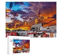 Rompecabezas Difícil para Adultos 300 PCS Cityscape at Sunset with Dramatic Sky Rompecabezas De Juguete Decoración De Pared Arte De Pared Regalo De Cumpleaños, Regalos, 300 PCS