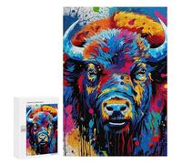 Rompecabezas Difícil para Adultos 300 PCS Colorful Buffalo Painting Rompecabezas para Adultos Juguete Decoración De Pared Carrera De Velocidad Manual Desafío Educativo 300 PCS