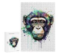 Rompecabezas Difícil para Adultos 300 PCS Colorful Chimpanzee Portrait Art Print Rompecabezas para Adultos Juegos De Relajación Desafío Difícil Desafiante De Completar 300 PCS