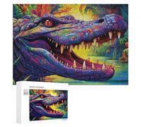Rompecabezas Difícil para Adultos 300 PCS Colorful Crocodile in Lush Jungle -1 Rompecabezas para Adultos Juguete Decoración De Pared Carrera De Velocidad Manual Desafío Educativo 300 PCS