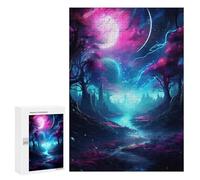 Rompecabezas Difícil para Adultos 300 PCS Colorful Trees River Moon Rompecabezas para Adultos Juegos De Relajación Desafío Difícil Desafiante De Completar 300 PCS