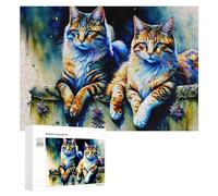 Rompecabezas Difícil para Adultos 300 PCS Colorful Watercolor Cats Art Print Rompecabezas De Juguete Decoración De Pared Arte De Pared Regalo De Cumpleaños, Regalos, 300 PCS