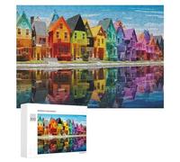 Rompecabezas Difícil para Adultos 300 PCS Crystal Rainbow Houses Rompecabezas para Adultos Juego De Ingenio Regalo De Cumpleaños Regalo De Cumpleaños, Regalos, 300 PCS