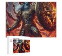 Rompecabezas Difícil para Adultos 300 PCS Dark Warrior with Horns and Flames Rompecabezas Familiar Juego Regalo De Cumpleaños Gran Regalo para Jugar 300 PCS