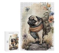 Rompecabezas Difícil para Adultos 300 PCS Delightful Pug Dog Rompecabezas para Adultos Juegos De Relajación Desafío Difícil Desafiante De Completar 300 PCS