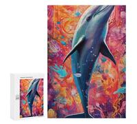 Rompecabezas Difícil para Adultos 300 PCS Dolphin in Colorful Ocean Rompecabezas Familiar Juego Regalo De Cumpleaños Gran Regalo para Jugar 300 PCS