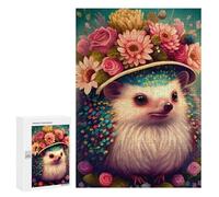 Rompecabezas Difícil para Adultos 300 PCS Floral Hedgehog Portrait Rompecabezas para Adultos Juguete Decoración De Pared Carrera De Velocidad Manual Desafío Educativo 300 PCS