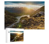 Rompecabezas Difícil para Adultos 300 PCS Golden Sunset Over Serene Lake Rompecabezas para Adultos Juguete Decoración De Pared Carrera De Velocidad Manual Desafío Educativo 300 PCS