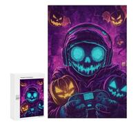 Rompecabezas Difícil para Adultos 300 PCS Halloween Gamer Skull Rompecabezas para Adultos Juegos De Relajación Desafío Difícil Desafiante De Completar 300 PCS