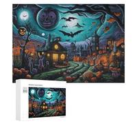 Rompecabezas Difícil para Adultos 300 PCS Halloween Night in The Haunted Village Rompecabezas De Juguete Decoración De Pared Arte De Pared Regalo De Cumpleaños, Regalos, 300 PCS