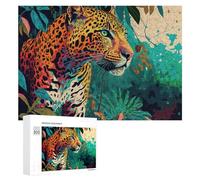 Rompecabezas Difícil para Adultos 300 PCS Jaguar in The Tropical Jungle Rompecabezas Familiar Juego Regalo De Cumpleaños Gran Regalo para Jugar 300 PCS